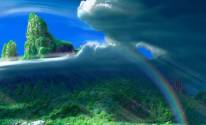 Облака радуга море