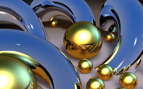 Золото, серебро, шары, объем - 3D