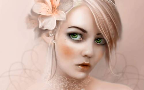 Блондинка с зелеными глазами - 3D