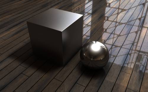Блестящий шар и куб - 3D