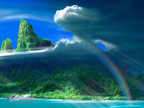 Облака радуга море - 3D
