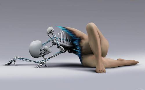 Девушка на половину скелет - 3D