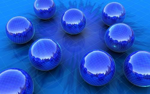 Синие шары в клеточку - 3D