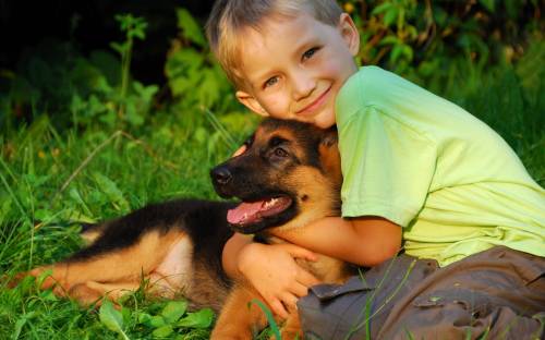 Ребенок с собакой - Дети