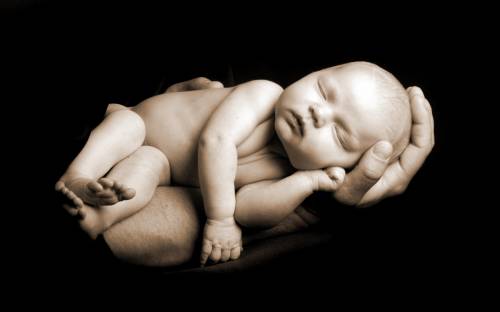 Новорожденный малыш на ладони - Дети