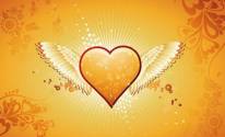 Желтое сердце с крыльями