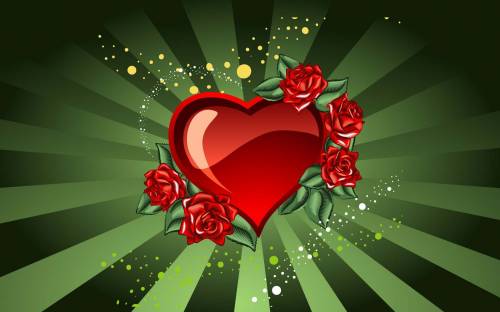 5 красных роз и сердце - Любовь