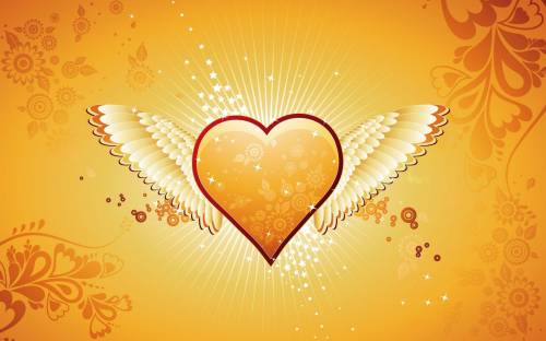 Желтое сердце с крыльями - Любовь
