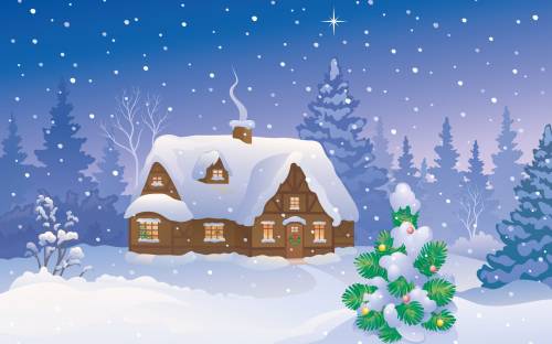 Картинка, домик, зима, снег - Праздники