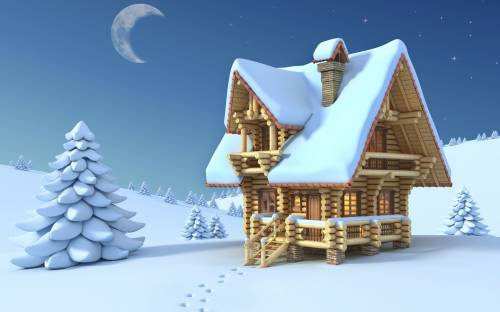 Красивый зимний домик - Праздники