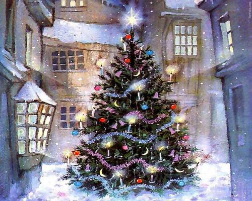 Рисунок новогодней елки - Праздники