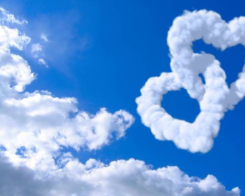 Сердечки, небо, облака - Природа