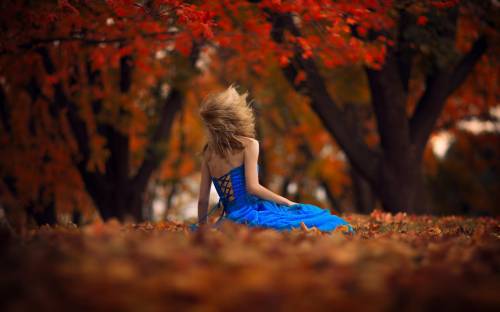 Осень, девушка, листья - Природа
