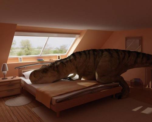 Динозавр на кровати - Прикольные