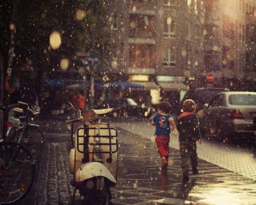 Дождь, дети, улица - Позитивные