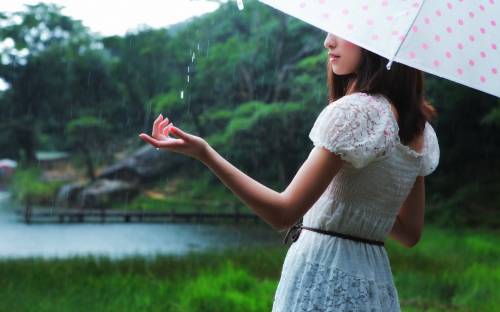 Дождь, девушка, зонт - Позитивные