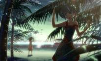 Девушка под пальмой
