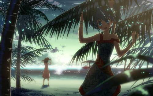 Девушка под пальмой - Аниме