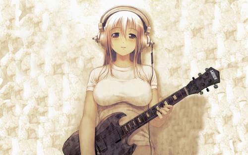 Аниме девочка с гитарой - Аниме