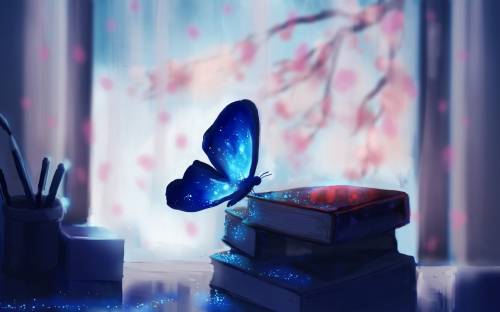 Арт, бабочка, книги - Разные