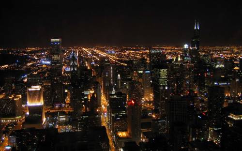 Ночной город вид сверху - Города