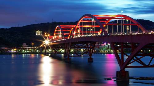 Фото ночного моста - Города